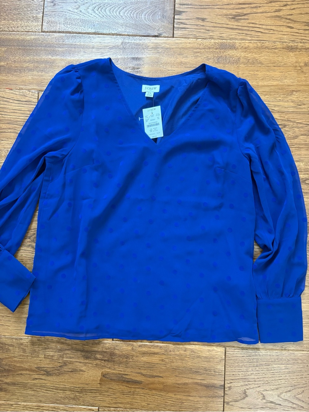 J. Crew Cobalt Blue V-Neck Long Sleeve Blouse
